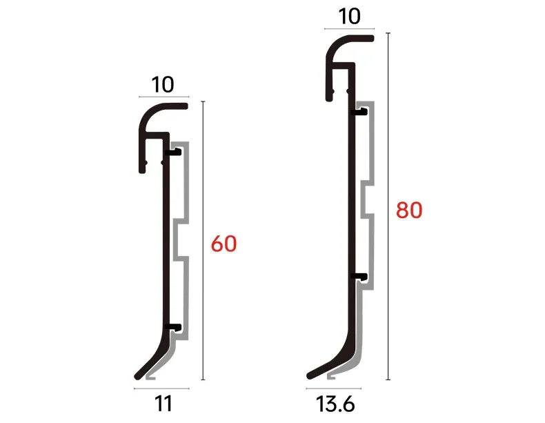 Dimension drawing for skirting board RMS-A-12