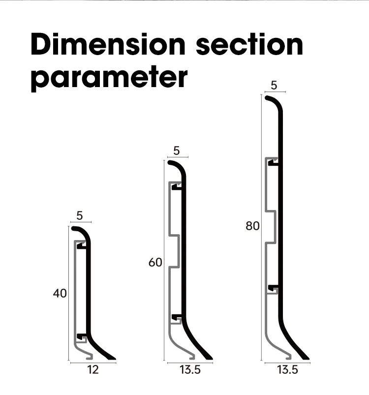Dimension drawing for skirting board RMS-A-39