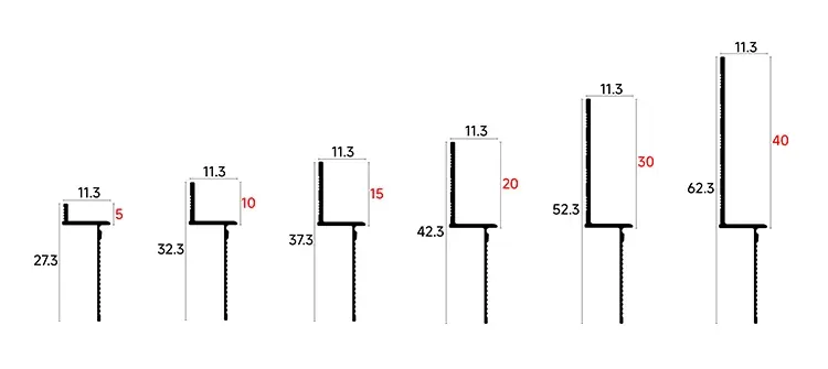 Dimension drawing for skirting board RMS-A-43